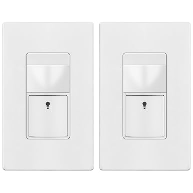 TOPGREENER Motion Sensor Light Switch, No Neutral Required, White, 2 Pack