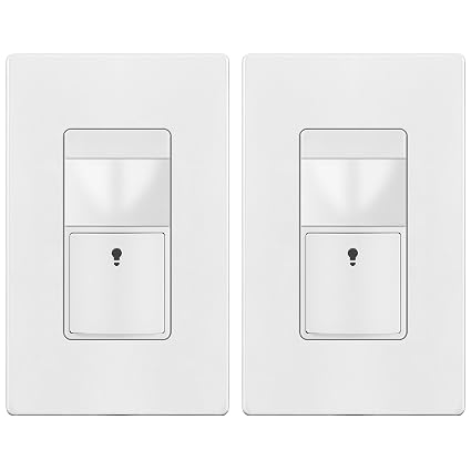 TOPGREENER Motion Sensor Light Switch, No Neutral Required, White, 2 Pack