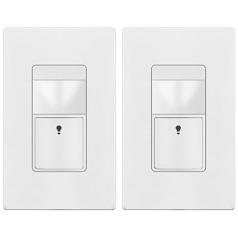TOPGREENER Motion Sensor Light Switch, No Neutral Required, White, 2 Pack