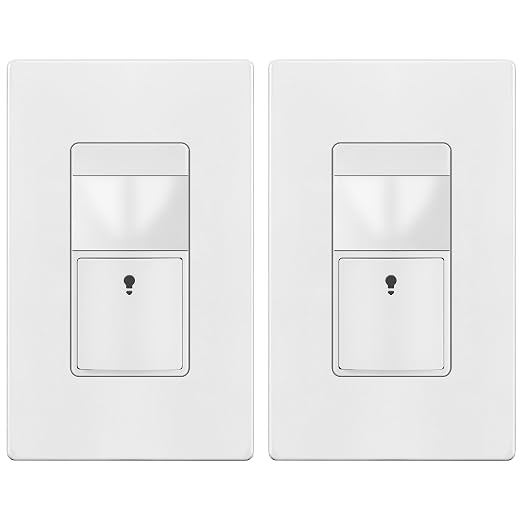 TOPGREENER Motion Sensor Light Switch, No Neutral Required, White, 2 Pack