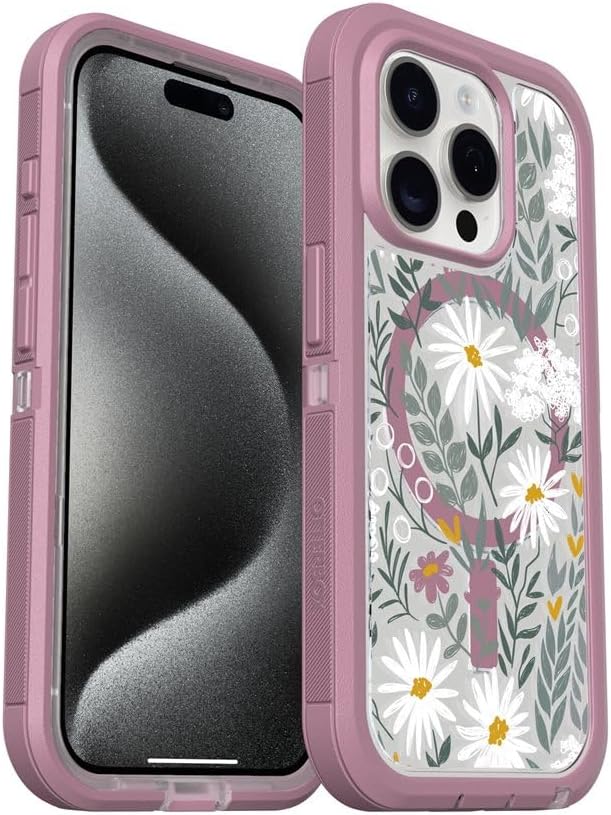 OtterBox iPhone 15 Pro (Only) - Defender Series XT Clear Case - Orchid Advice (Clear/Purple) - Screenless, Rugged - Snaps to MagSafe - Lanyard Attachment - Non-Retail Packaging