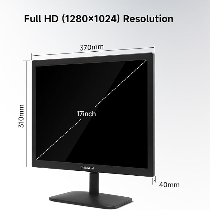 17" Monitor 1280 X 1024 with 45% sRGB Color Correction and 5:4 Aspect Ratio, 75 Hz, VESA Mountable, LED Monitor for PC, Laptop and Computer VGA, HDMI, TN Panel