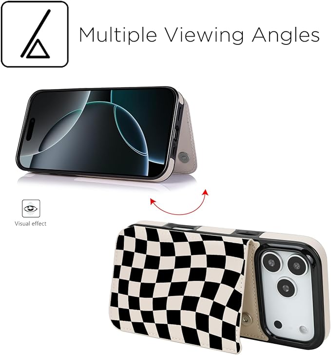 uCOLOR for iPhone 17 Pro Wallet Case with Card Holder PU Leather RFID Blocking Design iPhone 17 Pro flip case for Women Men Magnetic Clasp Kickstand Design 6.3 inch (Dune Mirage Checkboard)