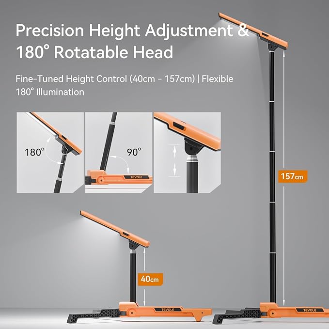 LED Work Light with Stand Foldable Tripod Lighting 1500LM Adjustable Stand for Construction, Outdoor, DIY Camping, Gift for Man Fathers Day, IP54 Waterproof, Rechargeable Battery with Type-C Charging