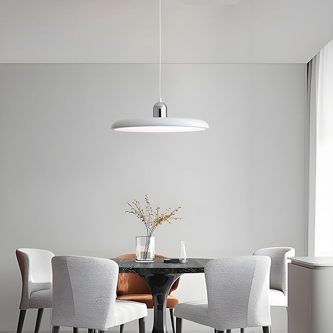 LED Pendant Light 40 cm Modern 36 W with Colour Temperature Adjustable Ceiling Lamp 3000K/4500K/6000K Metal and Acrylic for Dining Room Kitchen Living Room (Chrome + White)