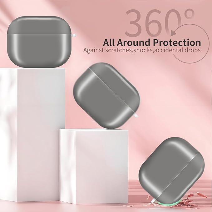 AirPod Pro 3 (2025) Case Cover for Women, Cute Shockproof Protective Case with Gold Round Buckle, Anti-Drop Design Compatible with Apple AirPods Pro 3rd Generation (USB-C Cable) huise