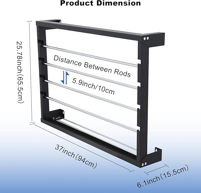 Wire Spool Rack, Heavy Duty Cold-Rolled Steel Cable Dispenser with 4 Adjustable Rods, Wall Mount or Desk Wire Spool Rack Holder for Industrial, Electrical, and Retail Storage and Display