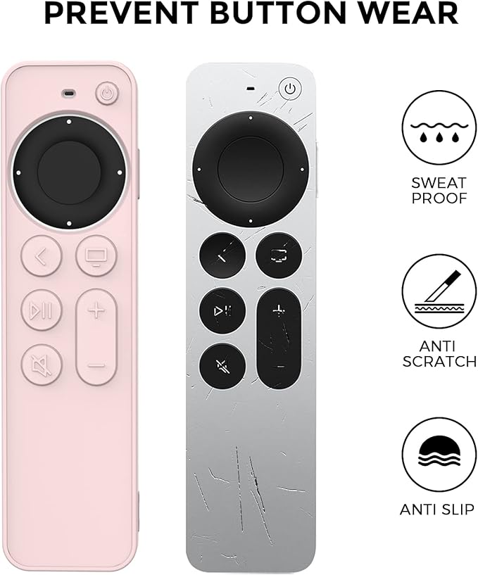 AhaStyle Protective Case for 2021 Apple TV Siri Remote 4k, Anti-Slip Silicone Cover Skin Compatible with Apple TV Remote/Siri Remote [2nd Generation](Pink)