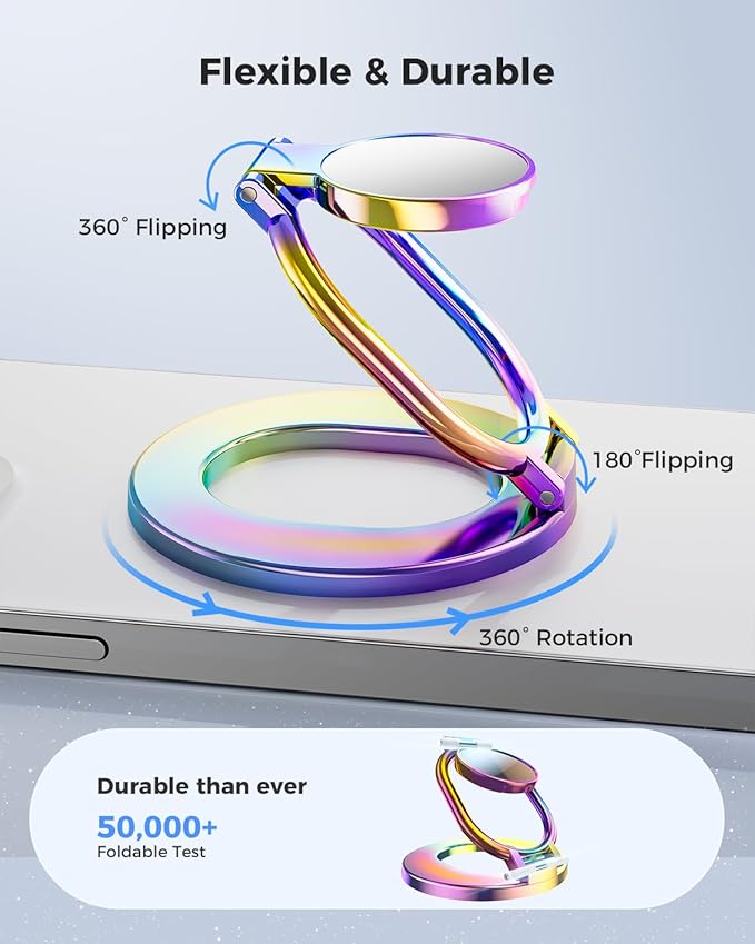[2026 Upgraded] SUPERONE Magnetic Phone Grip for MagSafe Ring Holder, Double Sided Magnet Adjustable Gym MagSafe Phone Stand for iPhone, iPad and All Smartphones, Fit Magnetic Car Mount (Colorful)
