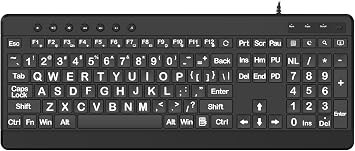 EDJO Large Print Ergonomic Keyboard, Full Size Keyboard with Wrist Rest, Silent Wired USB Computer Keyboards with Oversized Letter Keys Easy to See and Type for Laptop, PC, Windows, Desktop