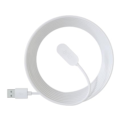 Arlo Indoor Magnetic Charging Cable - Arlo Certified Accessory - 8 ft, Works with Arlo Pro 5S 2K, Pro 4, Pro 3, Pro 4 XL, Ultra 2, Ultra, Ultra 2 XL, Go 2 and Floodlight Cameras, White - VMA5000C