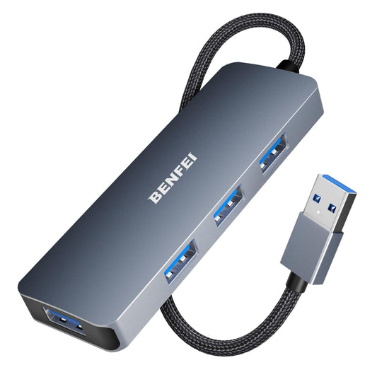 BENFEI USB 3.0 Hub, 4 Ports USB A Splitter Ultra-Slim Expander for Mouse, Keyboard, Flash Drive, U Disk, Printer Compatible with Laptop, Desktop PC, Xbox, PS5, and More