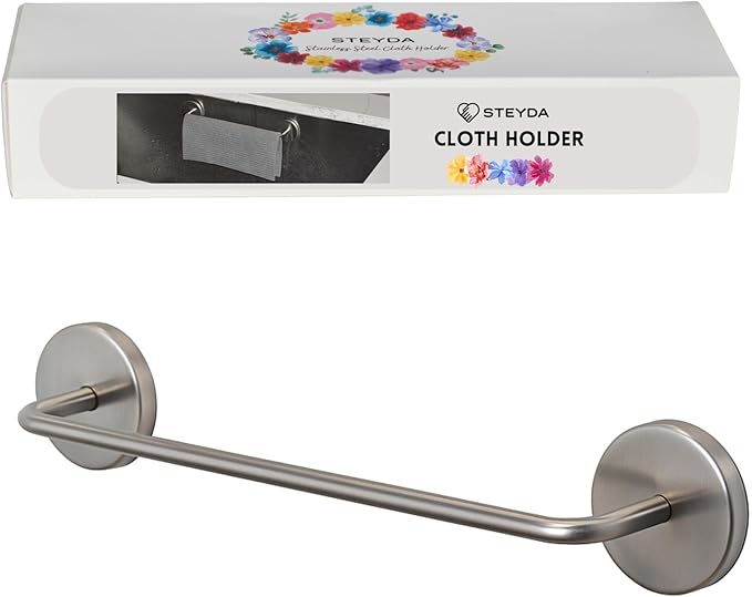 Stainless Steel Dish Cloth Rail for Kitchen, Kitchen Towel Holder, Swedish Dishcloth Holder, Dish rag Hanger, Dish Towel Holder for All Types of Sinks and Smooth Surfaces