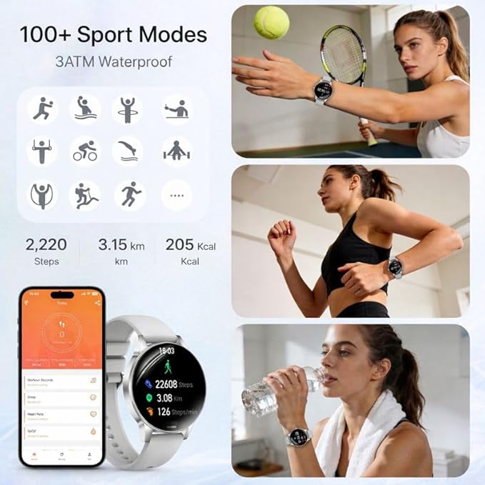 Efolen Smart Watches for Women Answer/Make Call,1.27" HD Fitness Tracker for Android iPhone,Heart Rate SpO2 Sleep Monitor,IP68 Waterproof Digital Watch,100+ Sports Activity Trakcer Silver