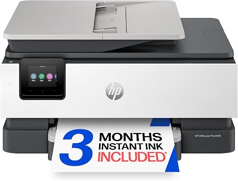 HP OfficeJet Pro 8125 Wireless All-in-One Color Inkjet Printer, Print, Scan, Copy, ADF, Duplex Printing Best-for-Home Office, 3 Month Trial of Instant Ink Included, AI-Capable (C2VJ4A)