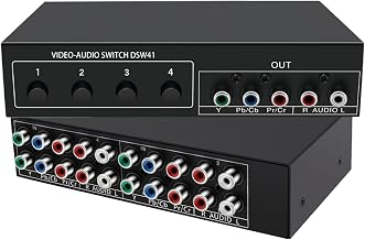 Component AV Video Switch Box 4 in 1 Out, 1080P, 4 Way Composite Selector - Image 1
