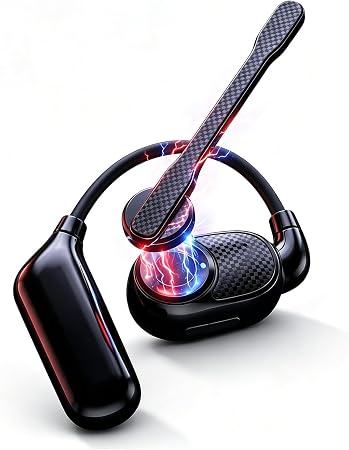 Xmenha Single Open Ear Headphones with Mic 30 Hrs Phone Bluetooth Earpiece Ear Piece Manos Libres Single Ear Trucker Bluetooth Headset for Phone Air Conduction Headphones with Mic