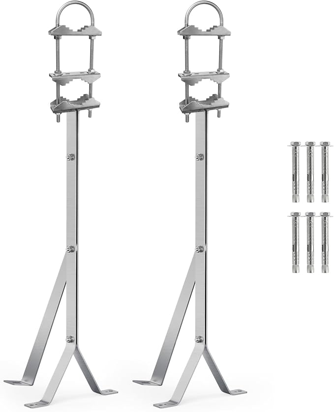 24 Inch Antenna Wall Mount Stainless Steel Stand Off Wall Mast Mount Clamps Windproof Antenna Mounting Bracket (24 inch(Pole to Pole))