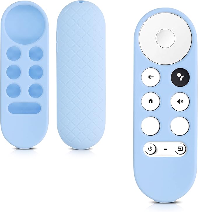kwmobile Case Compatible with Google Chromecast 2020 4K / Chromecast 2022 HD Case - Soft Silicone Cover for Remote Control - Light Blue