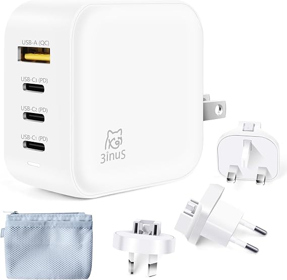 100W GaN USB C Charger Block, 4-Port Portable Fast Wall Charger with Foldable Plug & Travel Adapters, Fast Charging Station for iPhone 18/17/16 Pro/Pro Max, MacBook, ipad, Samsung, Laptop