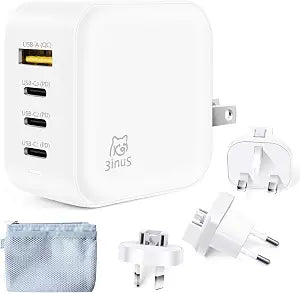 100W GaN USB C Charger Block, 4-Port Portable Fast Wall Charger with Foldable Plug & Travel Adapters, Fast Charging Station for iPhone 18/17/16 Pro/Pro Max, MacBook, ipad, Samsung, Laptop