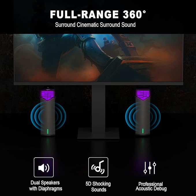 Smalody Gaming Speakers for PC, Computer Speakers for Desktop Monitor with Bluetooth, 2 in 1 Computer Speaker Soundbar, Can Be Split and Combined Freely