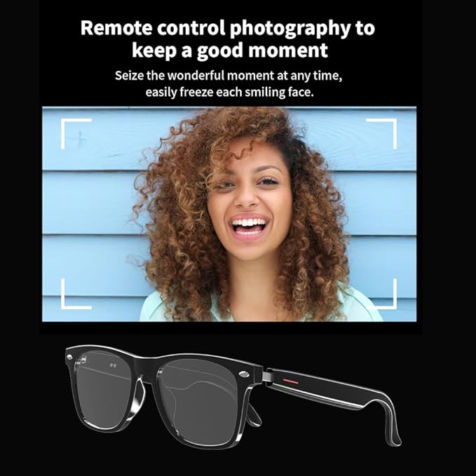 IVY AI Smart Glasses - Glesses Lens Kits (Blue Light Blocking & Sunglasses & Pink & Blue) for Office Outdoor Sports Drive - Smart Bluetooth Audio Glasses for Men & Women - Black Frame