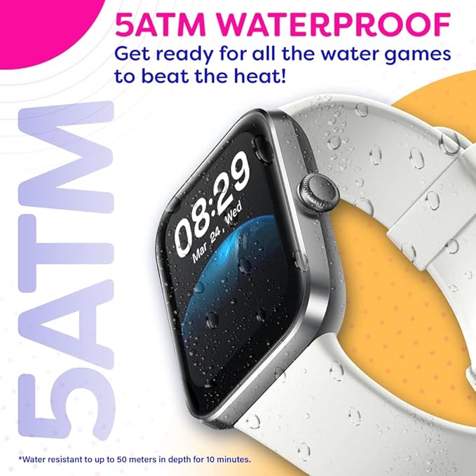 OCTANDRA Go VeryFit 1.69" Smart Watch - Heart Rate Blood Oxygen Saturation Sleep Monitor - Step Counter Pedometer - 5ATM Exercise Activity Fitness Tracker Watches for Men Women (ID207) (Black & White)