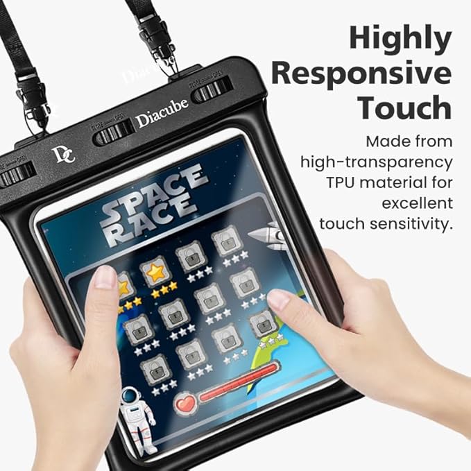 [6.5"x5.9"] Waterproof Phone Pouch for Wide-Screen Foldable Phone - Samsung Galaxy Z Fold/Google Pixel Fold/Huawei Folding, IPX8 Floating Waterproof Phone Case, Must-Have Beach Essentials Black