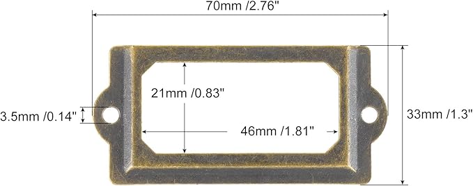 uxcell Metal Label Holders, 70x33mm 40pcs File Name Card Tag Label Holder Frame for Office Library Drawer Cabinet Shelves, Bronze Tone