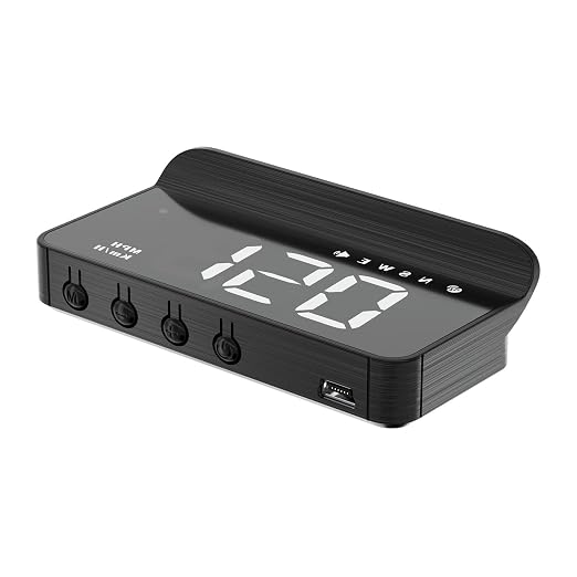 AZIJYV Heads Up Display for Cars, Windshield Speedometer Projector HUD M1white ,Digital Speedometer for Car with Speed,Driving Direction,Overspeed Alarm,Fatigued Driving,Suitable for all models