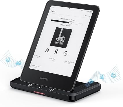 Wireless Charging Dock with Speaker for Audiobook, Wireless Charger Compatible with Kindle Paperwhite Signature Editions 32GB (2022&2024) and Kindle Colorsoft Signature Edition(32GB), iPhone, Samsung