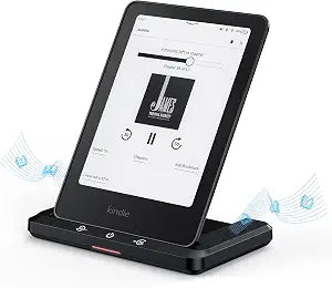 Wireless Charging Dock with Speaker for Audiobook, Wireless Charger Compatible with Kindle Paperwhite Signature Editions 32GB (2022&2024) and Kindle Colorsoft Signature Edition(32GB), iPhone, Samsung