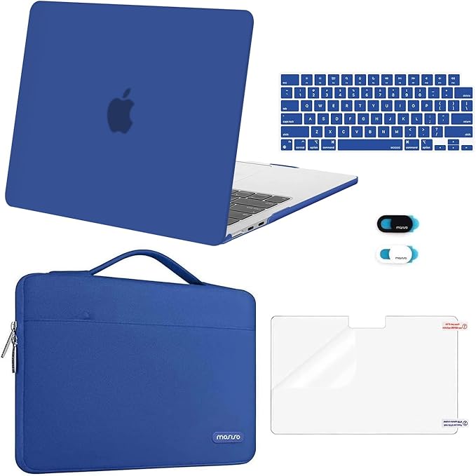 MOSISO Compatible with MacBook Air 13 inch Case M5 2026 M4 2025 M3 M2 2024-2022 A3449 A3240 A3113 A2681,Hard Shell&Sleeve Bag&Keyboard Skin&Webcam Cover&ScreenFilm for MacBook Air 13.6, Royal Blue