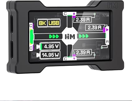 USB C Hub Docking Station with 1.9”IPS Smart Display, Power Monitor Screen