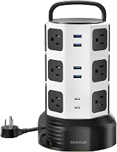 JACKYLED Power Strip Tower Surge Protector, 12 AC 6 USB (2 USB C), 1050J - Image 1