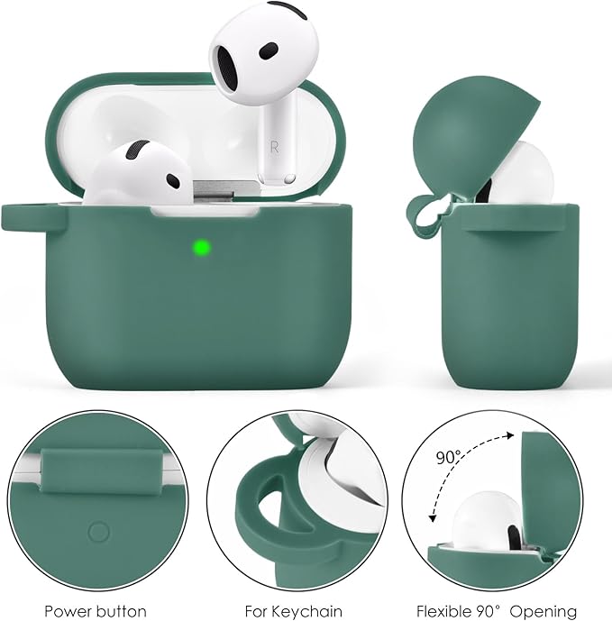 Case Compatible for Apple Airpods 4 - VISOOM Airpods 4 Cases 2024 Cover Women Cute Silicone iPods 4 Earbuds Wireless Accessories Charging Cases Girl Bling Keychain for Airpod iPods 4th Generation