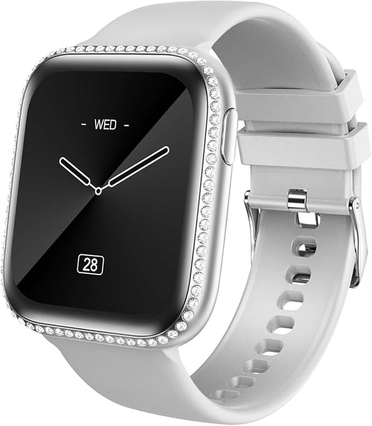 Smart Watch for Women, 1.75" AMOLED Fitness Tracker for Android iOS, Answer/Make Call with Heart Rate Sleep Monitor 130+ Sports Mode, IP68 Waterproof Smartwatch (Gray Band)