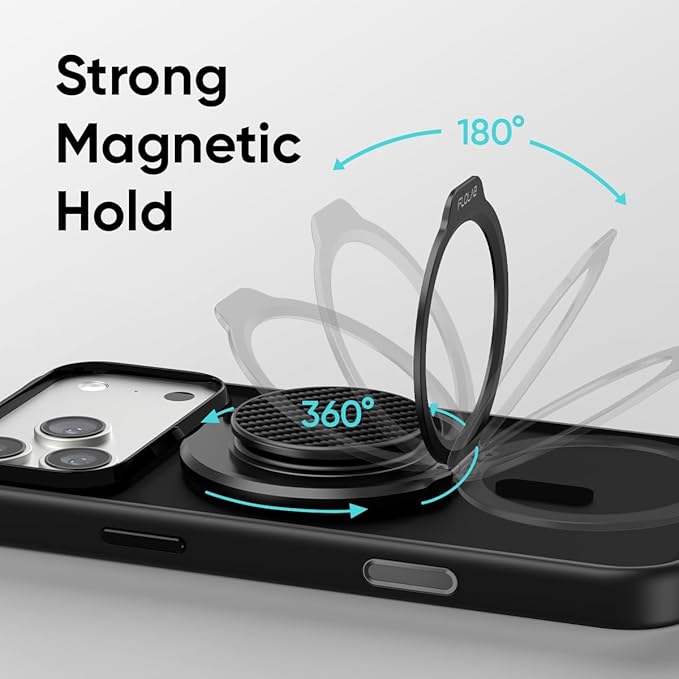 FLOLAB ForgeGrip Strong Magnetic Phone Holder & Phone Grip for MagSafe Grip iPhone Accessories Magnetic Phone Grip, Ring Holder & Stand, Satisfying Snap Grip - Carbon Fiber