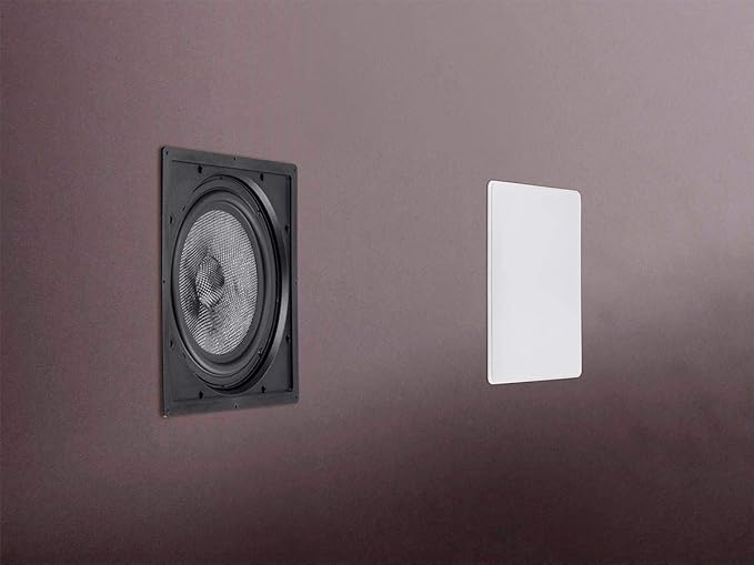 Monoprice Carbon Fiber In-Wall Speaker - 10 Inch (Each) 300 Watt Subwoofer, Easy Install For Home Theater - Alpha Series,Off-White