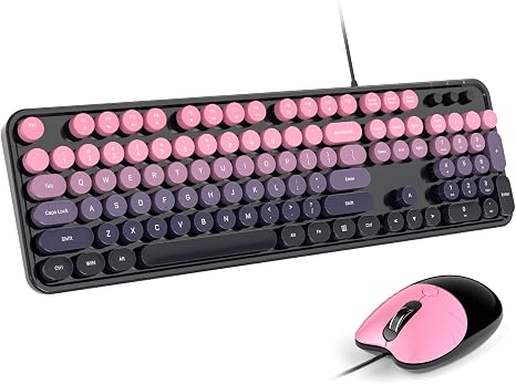 Dilter Wired Keyboard and Mouse Combo, 104 Keys Full-Sized Typewriter Keyboards, USB Office Keyboard with Number Pad, Caps Indicators, Foldable Stands for Windows, PC, Laptop, Desktop