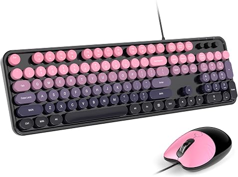 Dilter Wired Keyboard and Mouse Combo, 104 Keys Full-Sized Typewriter Keyboards, USB Office Keyboard with Number Pad, Caps Indicators, Foldable Stands for Windows, PC, Laptop, Desktop