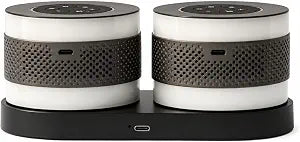 Core Duo Bluetooth Speaker System, Magnetic Modular Portable Speaker, RGB LED Ring Lights, USB-C Charging Dock, Expandable Multi-Speaker Audio