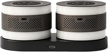 Core Duo Bluetooth Speaker System, Magnetic Modular Portable Speaker, RGB LED Ring Lights, USB-C Charging Dock, Expandable Multi-Speaker Audio