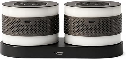Core Duo Bluetooth Speaker System, Magnetic Modular Portable Speaker, RGB LED Ring Lights, USB-C Charging Dock, Expandable Multi-Speaker Audio