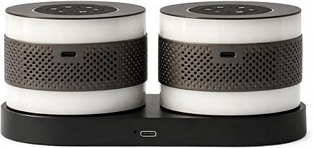 Core Duo Bluetooth Speaker System, Magnetic Modular Portable Speaker, RGB LED Ring Lights, USB-C Charging Dock, Expandable Multi-Speaker Audio