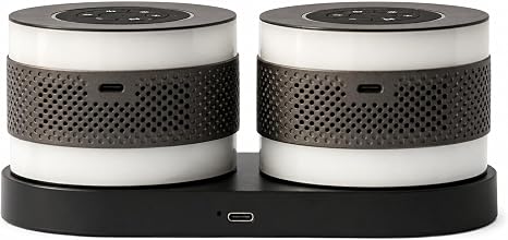 Core Duo Bluetooth Speaker System, Magnetic Modular Portable Speaker, RGB LED Ring Lights, USB-C Charging Dock, Expandable Multi-Speaker Audio