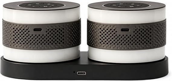 Core Duo Bluetooth Speaker System, Magnetic Modular Portable Speaker, RGB LED Ring Lights, USB-C Charging Dock, Expandable Multi-Speaker Audio