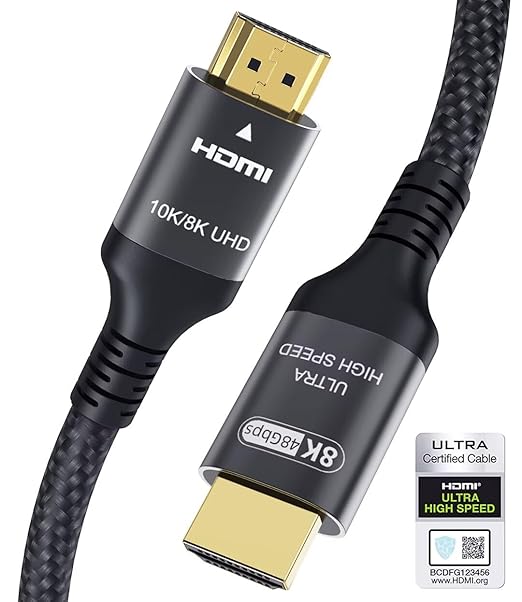 Certified 10K 8K HDMI 2.1 Cable 1.5 FT, 48Gbps Ultra High Speed HDMI® Cord Ethernet CEC 4K 240Hz 165Hz 144Hz 120Hz 8K 60Hz eARC Netflix HDCP2.3 HDR10+ PC Laptop RTX5090 TV Monitor Projector X-box PS5