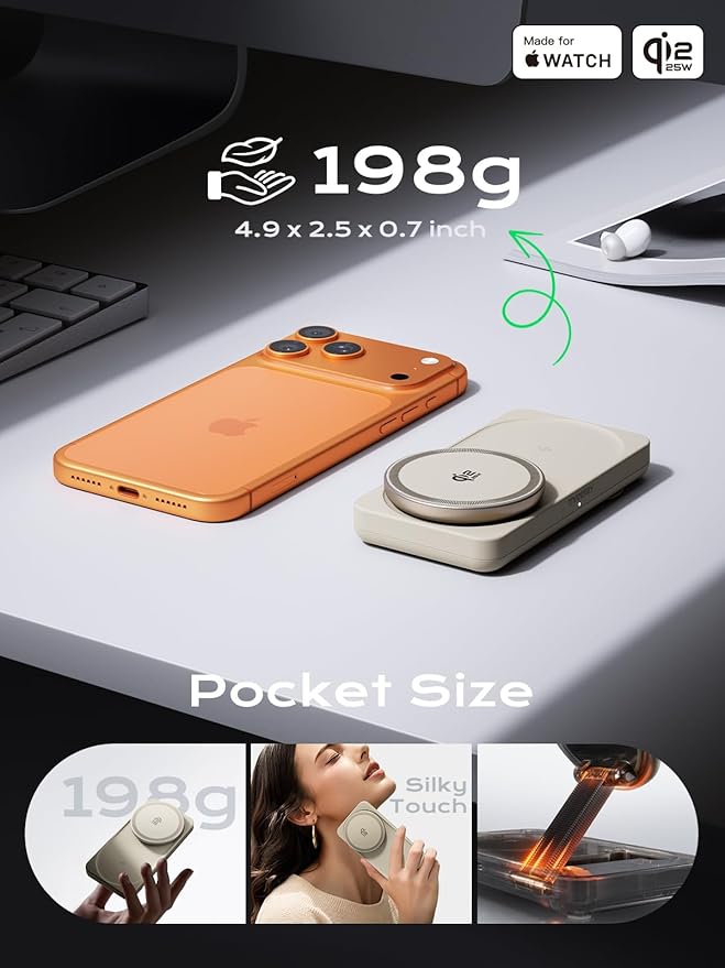 Premium 3-in-1 Qi2 Wireless Charging Station – 25W Fast Charge for iPhone, Apple Watch & AirPods | Sand